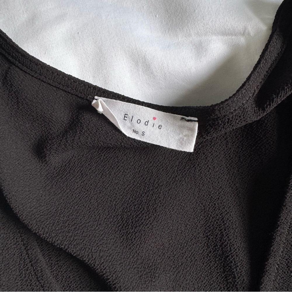 Elodie Ruched Ruffle Black Blouse - Picture 2 of 3